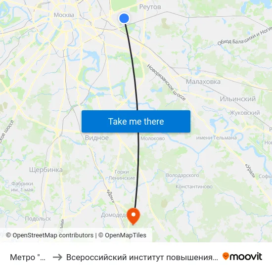 Метро "Перово" to Всероссийский институт повышения квалификации МВД РФ map