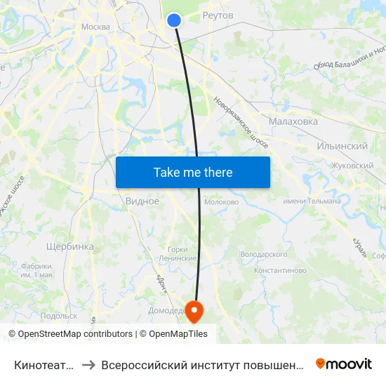 Кинотеатр "Слава" to Всероссийский институт повышения квалификации МВД РФ map