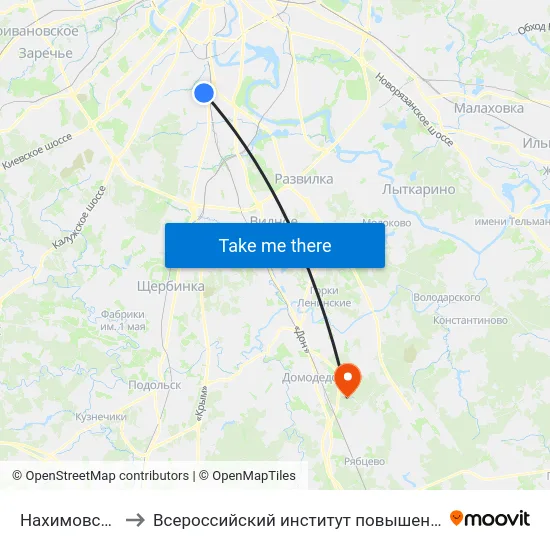 Нахимовский просп. to Всероссийский институт повышения квалификации МВД РФ map