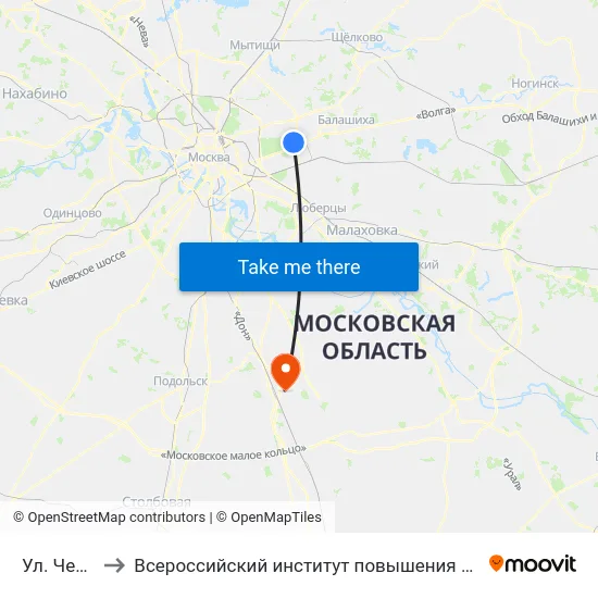 Ул. Чечулина to Всероссийский институт повышения квалификации МВД РФ map