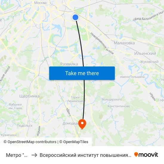 Метро "Окская" to Всероссийский институт повышения квалификации МВД РФ map