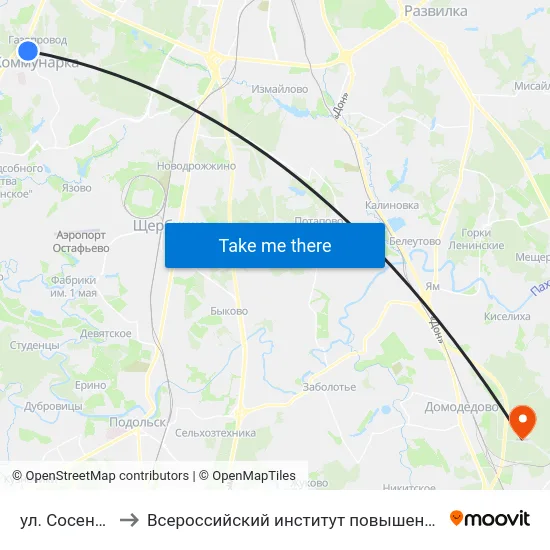 ул. Сосенский стан to Всероссийский институт повышения квалификации МВД РФ map