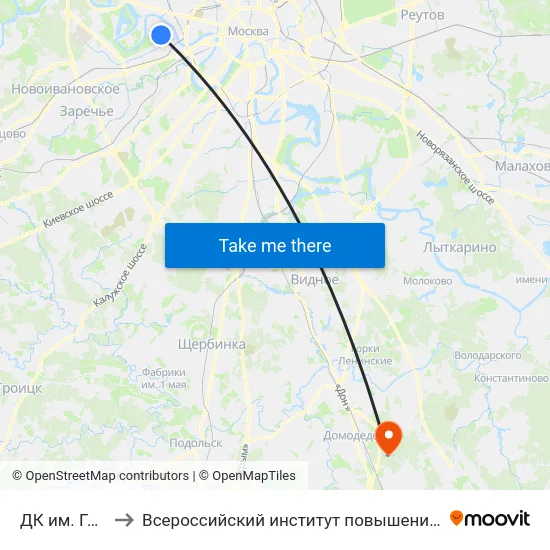 ДК им. Горбунова to Всероссийский институт повышения квалификации МВД РФ map