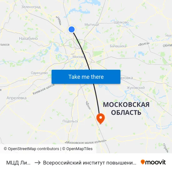МЦД Лианозово to Всероссийский институт повышения квалификации МВД РФ map