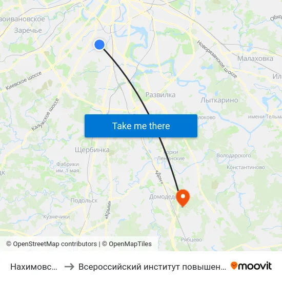 Нахимовский просп. to Всероссийский институт повышения квалификации МВД РФ map
