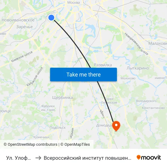 Ул. Улофа Пальме to Всероссийский институт повышения квалификации МВД РФ map