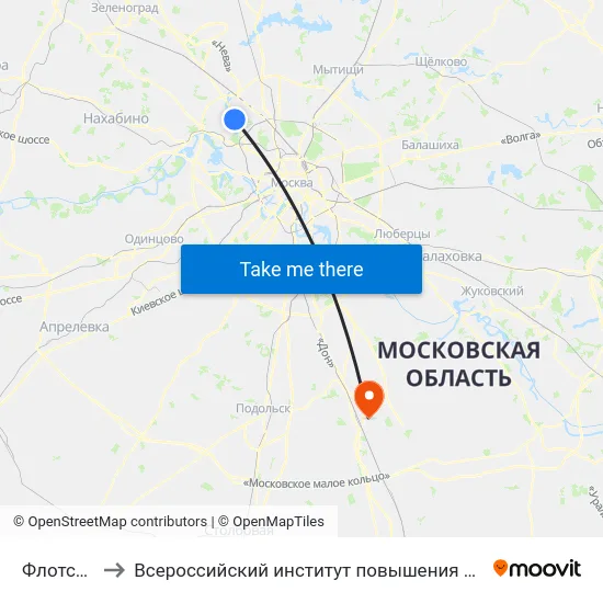 Флотская ул. to Всероссийский институт повышения квалификации МВД РФ map