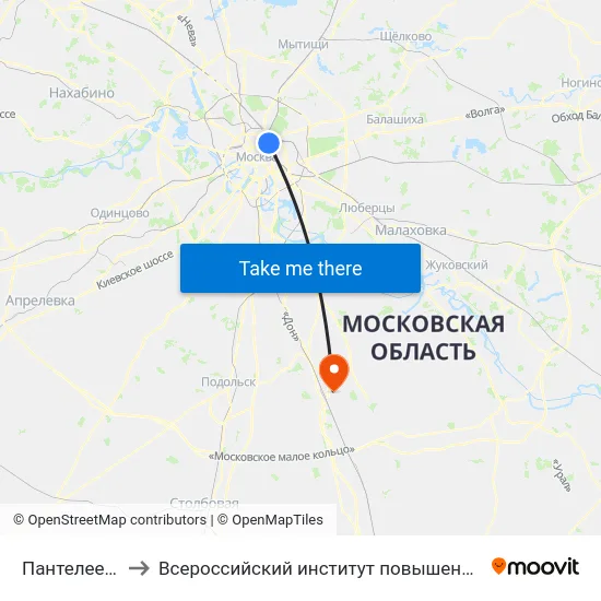 Пантелеевская ул. to Всероссийский институт повышения квалификации МВД РФ map