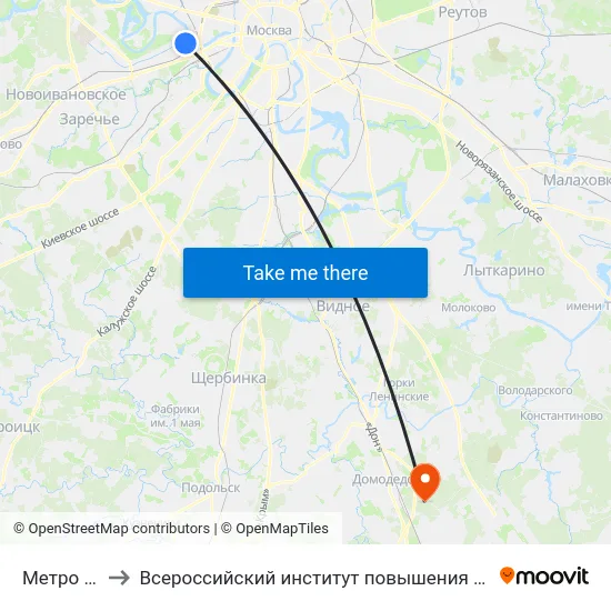 Метро "Фили" to Всероссийский институт повышения квалификации МВД РФ map
