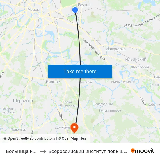 Больница имени Мухина to Всероссийский институт повышения квалификации МВД РФ map