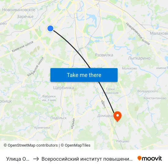 Улица Обручева to Всероссийский институт повышения квалификации МВД РФ map