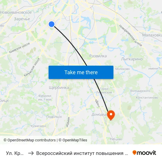 Ул. Крупской to Всероссийский институт повышения квалификации МВД РФ map