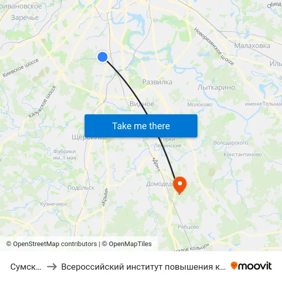 Сумской пр. to Всероссийский институт повышения квалификации МВД РФ map