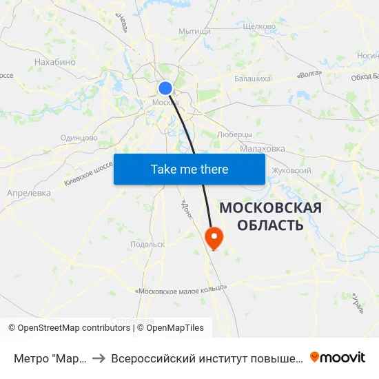 Метро "Марьина Роща" to Всероссийский институт повышения квалификации МВД РФ map