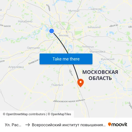 Ул. Расплетина to Всероссийский институт повышения квалификации МВД РФ map