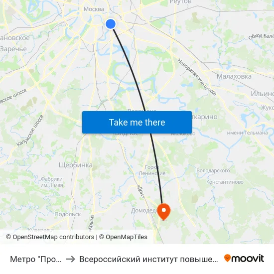 Метро "Пролетарская" to Всероссийский институт повышения квалификации МВД РФ map