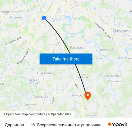 Дарвиновский музей to Всероссийский институт повышения квалификации МВД РФ map