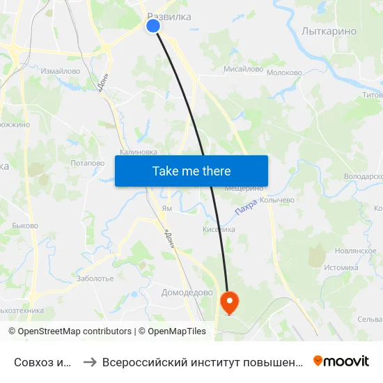 Совхоз им. Ленина to Всероссийский институт повышения квалификации МВД РФ map