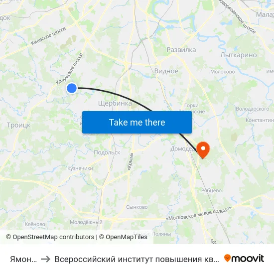Ямонтово to Всероссийский институт повышения квалификации МВД РФ map