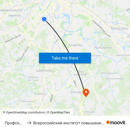 Профсоюзная ул. to Всероссийский институт повышения квалификации МВД РФ map