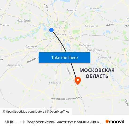 МЦК Зорге to Всероссийский институт повышения квалификации МВД РФ map