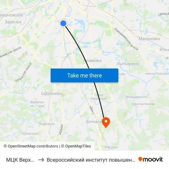МЦК Верхние Котлы to Всероссийский институт повышения квалификации МВД РФ map
