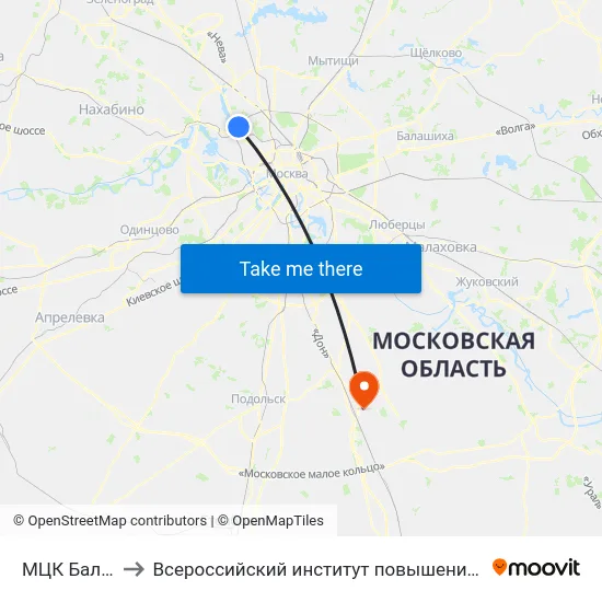 МЦК Балтийская to Всероссийский институт повышения квалификации МВД РФ map