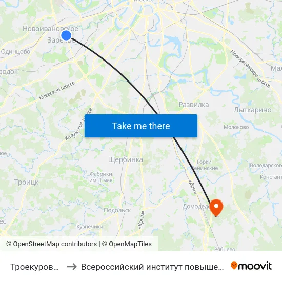 Троекуровское кладб. to Всероссийский институт повышения квалификации МВД РФ map