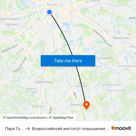 Парк Горького to Всероссийский институт повышения квалификации МВД РФ map