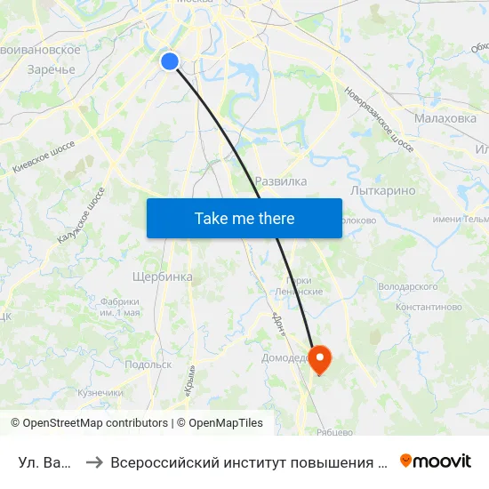 Ул. Вавилова to Всероссийский институт повышения квалификации МВД РФ map