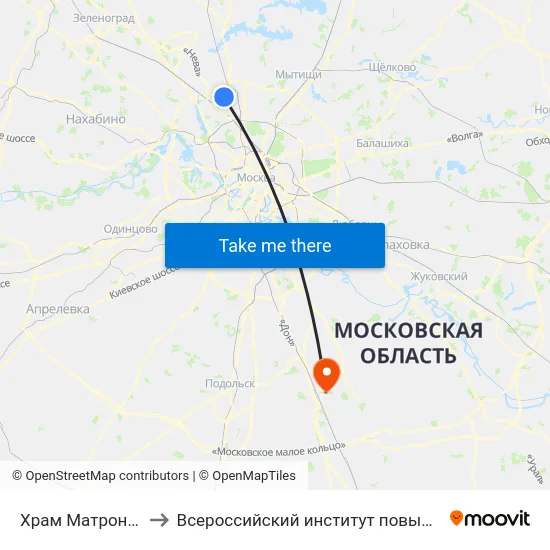 Храм Матроны Московской to Всероссийский институт повышения квалификации МВД РФ map