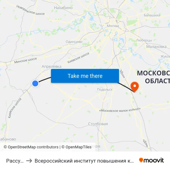 Рассудово to Всероссийский институт повышения квалификации МВД РФ map