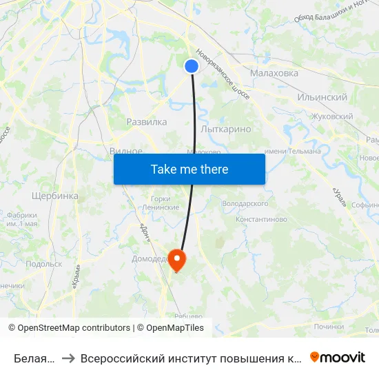 Белая Дача to Всероссийский институт повышения квалификации МВД РФ map