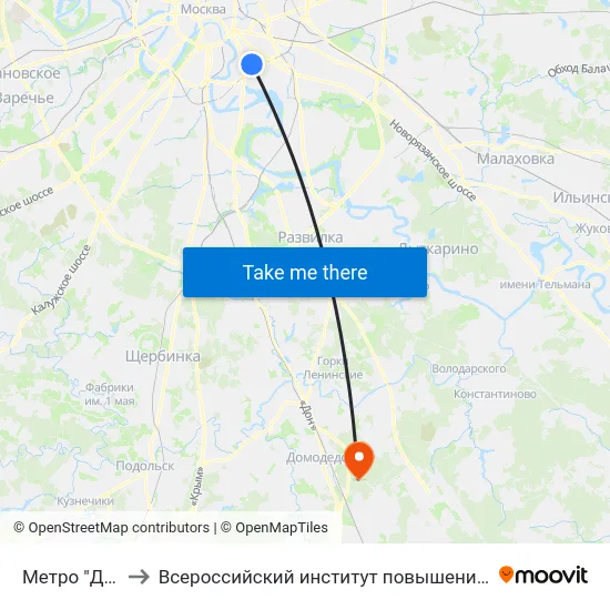 Метро "Дубровка" to Всероссийский институт повышения квалификации МВД РФ map