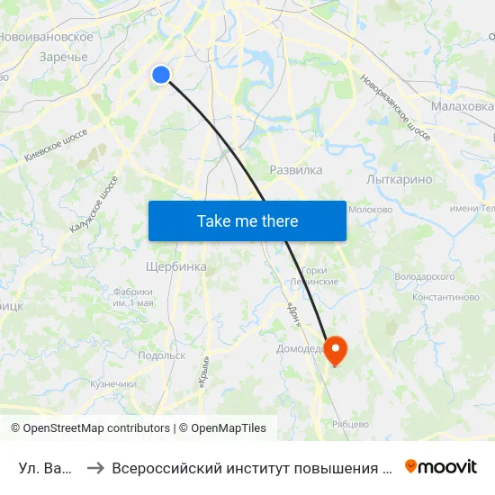Ул. Вавилова to Всероссийский институт повышения квалификации МВД РФ map