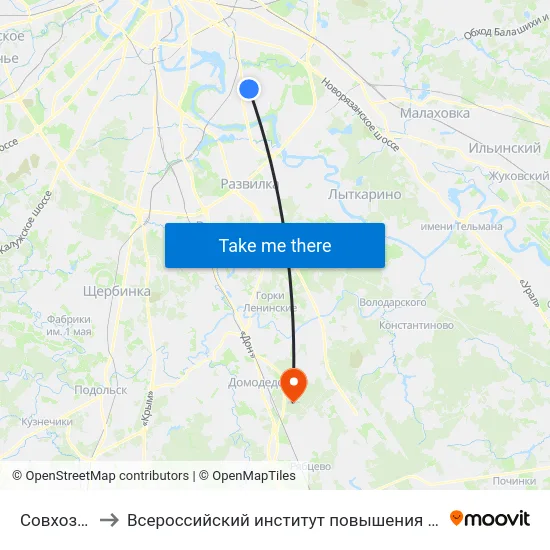 Совхозная ул. to Всероссийский институт повышения квалификации МВД РФ map