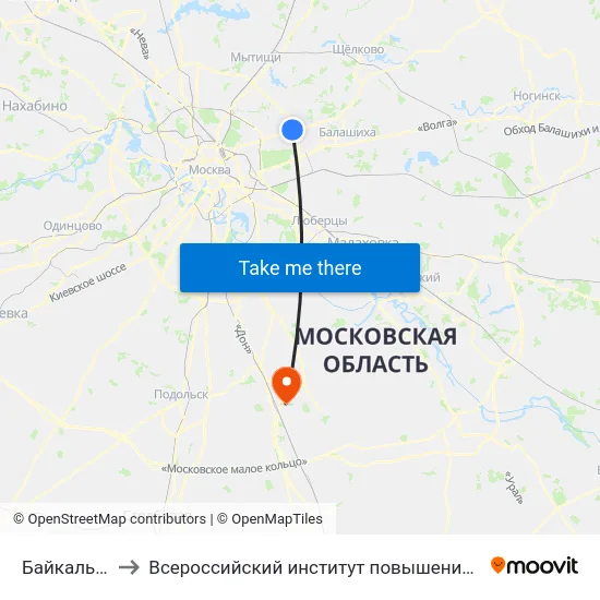 Байкальская ул. to Всероссийский институт повышения квалификации МВД РФ map