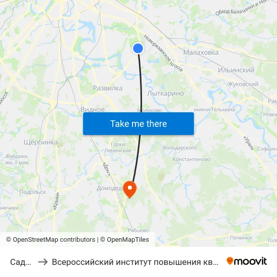 Садовод to Всероссийский институт повышения квалификации МВД РФ map