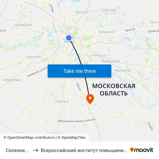 Селезневская ул. to Всероссийский институт повышения квалификации МВД РФ map