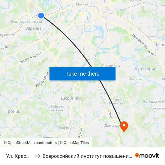Ул. Красных Зорь to Всероссийский институт повышения квалификации МВД РФ map