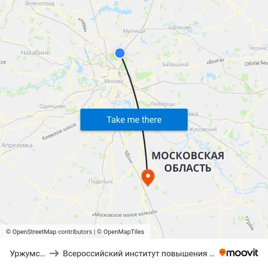 Уржумская ул. to Всероссийский институт повышения квалификации МВД РФ map