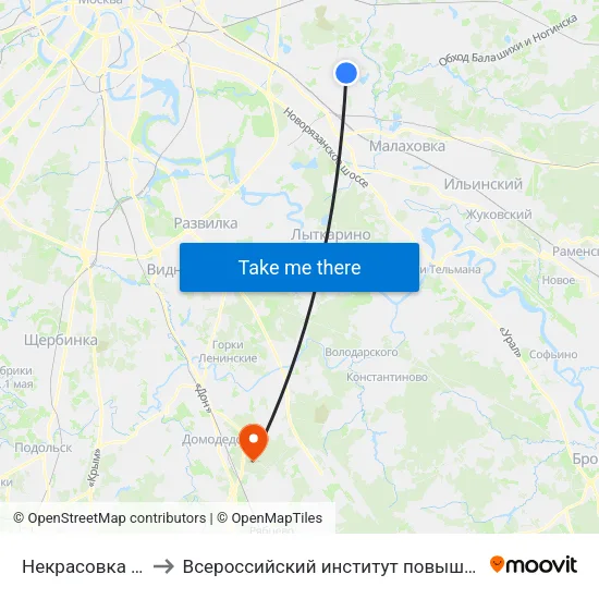 Некрасовка (Nekrasovka) to Всероссийский институт повышения квалификации МВД РФ map