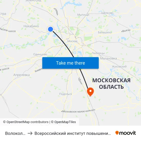 Волоколамская to Всероссийский институт повышения квалификации МВД РФ map
