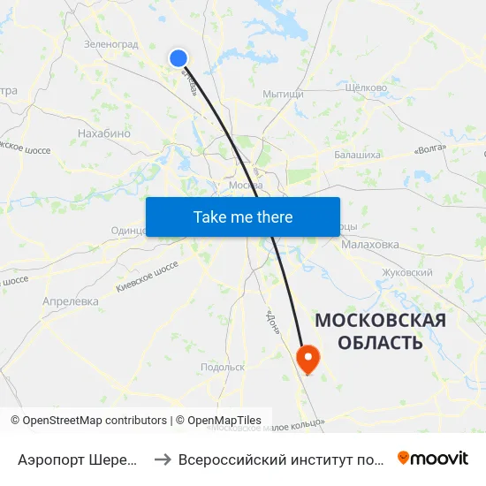 Аэропорт Шереметьево - Терминал С to Всероссийский институт повышения квалификации МВД РФ map