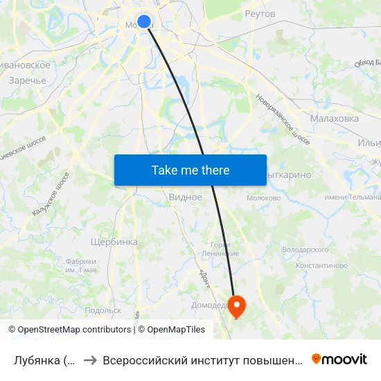 Лубянка (Lubyanka) to Всероссийский институт повышения квалификации МВД РФ map