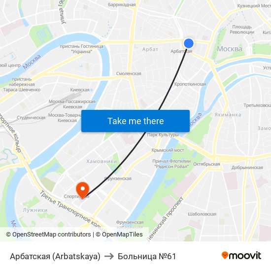 Арбатская (Arbatskaya) to Больница №61 map