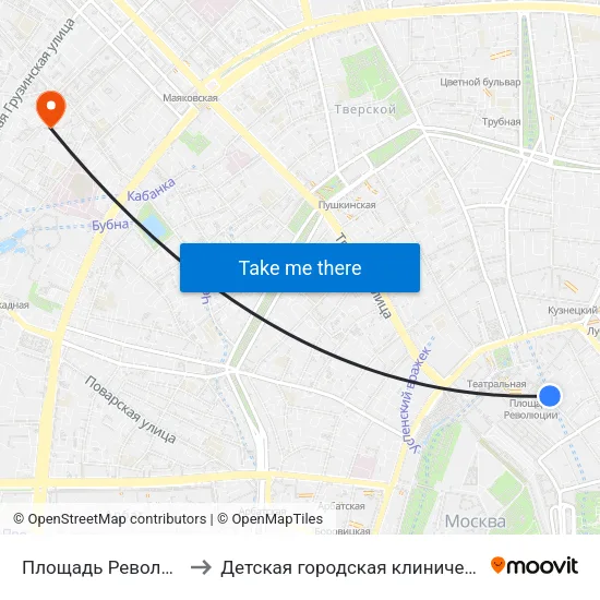 Площадь Революции (Ploschad Revolyutsii) to Детская городская клиническая больница №13 имени Н.Ф. Филатова map