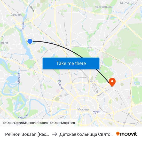 Речной Вокзал (Rechnoy Vokzal) to Детская больница Святого Владимира map