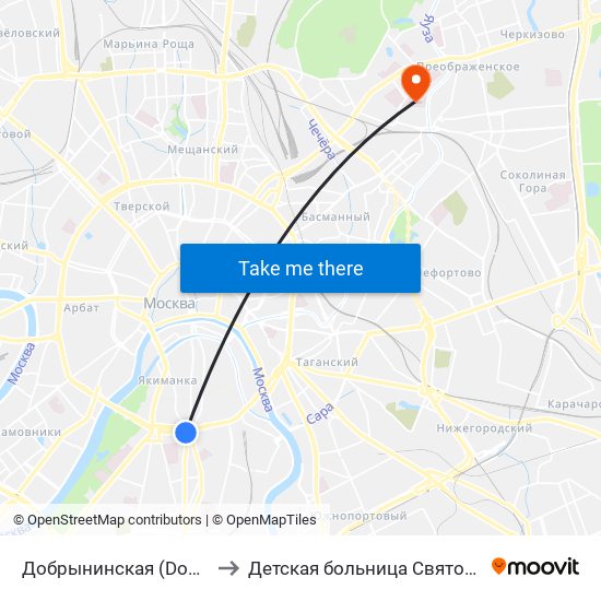 Добрынинская (Dobryninskaya) to Детская больница Святого Владимира map