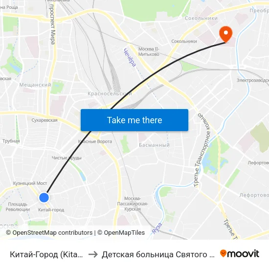 Китай-Город (Kitay-Gorod) to Детская больница Святого Владимира map
